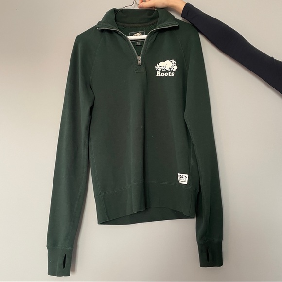 Roots Green Half Zip-up Size XS - Picture 2 of 5